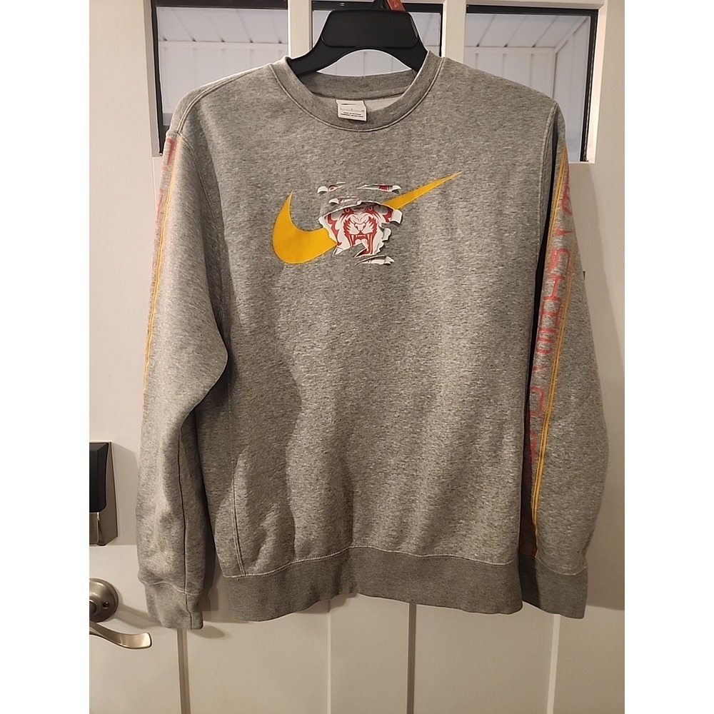 Mens Nike Tiger Swoosh Crew Neck Sweatshirt Grey Red Smallβ EXCELLENT